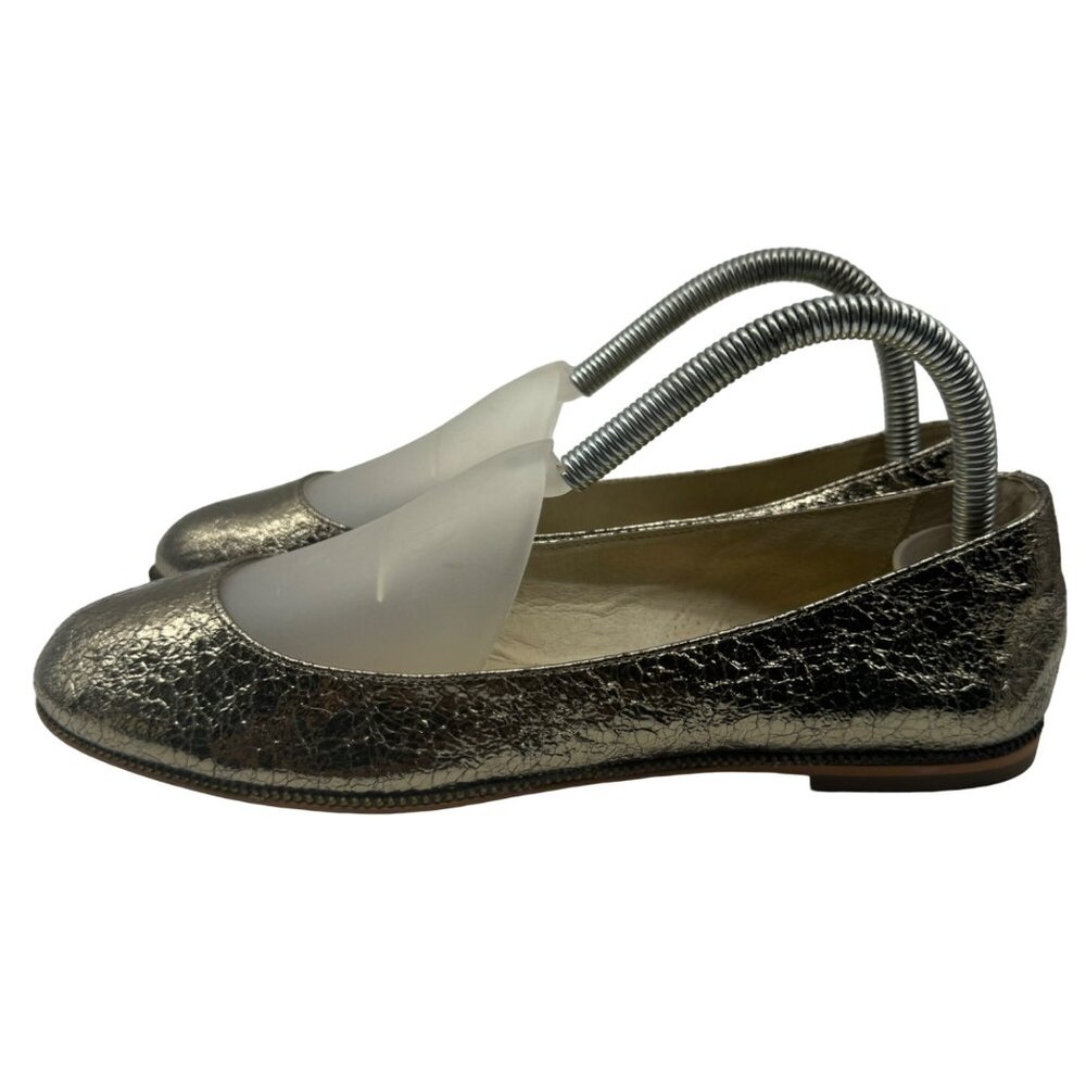 Michael Kors Bay View Gold Crinkled Metallic Round toe Ballet Flats Women' sz7.5 - Picture 2 of 11
